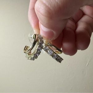 Kendra Scott Livy Huggies Earrings- Gold/White Crystal